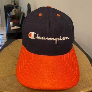 Vintage 90s Champion Snap-Back Hat Blue/Orange